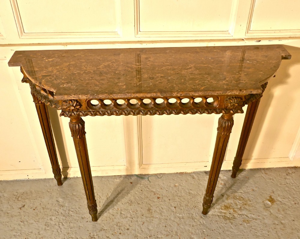 Charming, Carved French Gilt Console or Hall Table with matching Mirror View IV