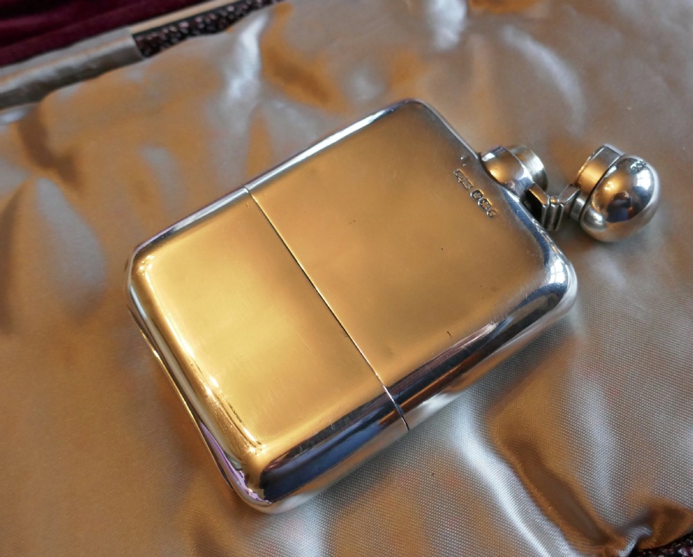 A Solid Silver Hall Marked Hip Flask and Cup by J Dixon, Sheffield 1909 View II