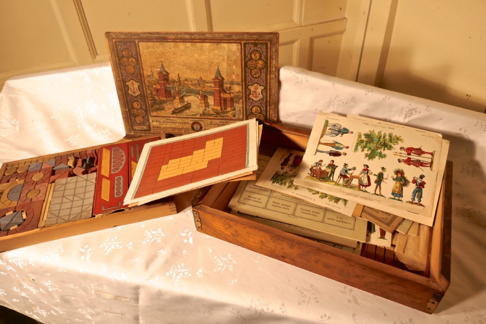 Real Stone Block Junior Building Set in Original Pictorial Box By Anker View II