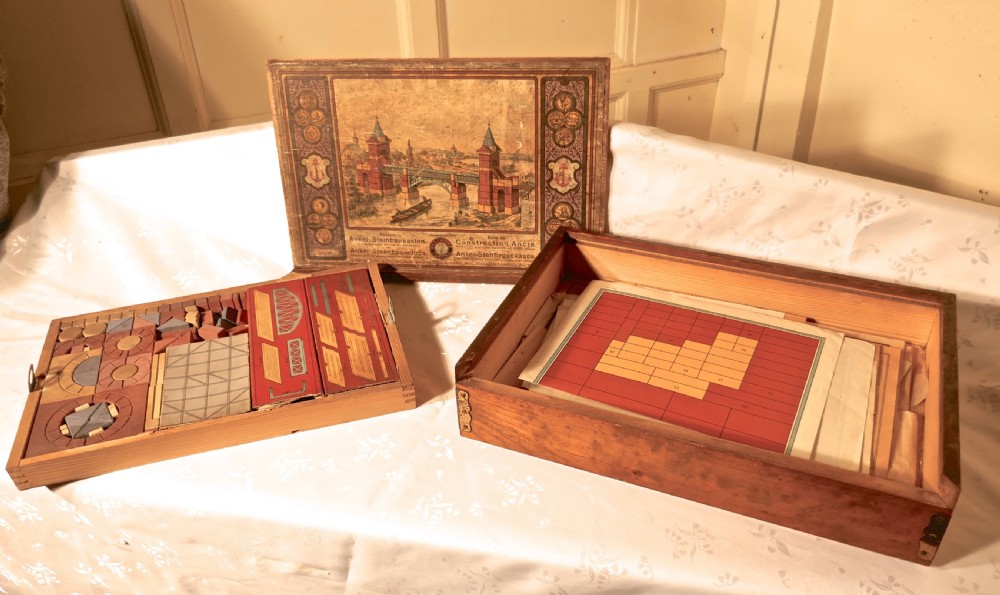 Real Stone Block Junior Building Set in Original Pictorial Box By Anker View V