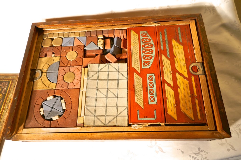 Real Stone Block Junior Building Set in Original Pictorial Box By Anker View VI