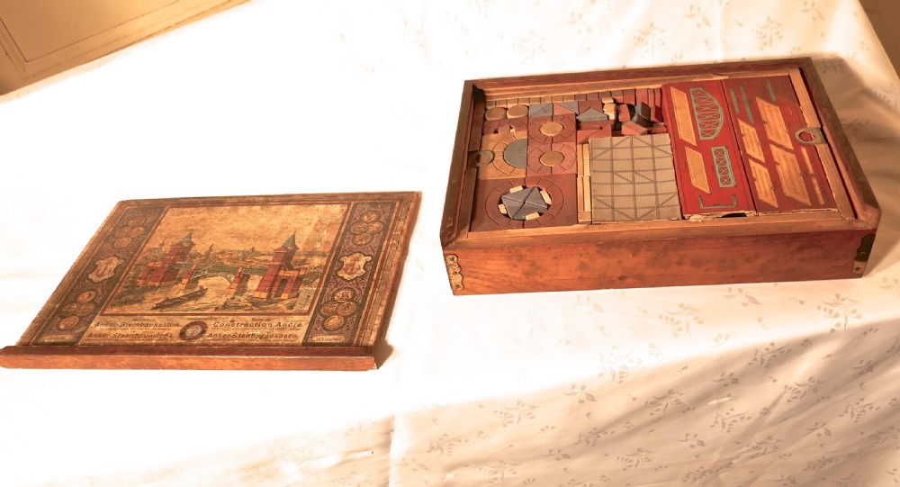 Real Stone Block Junior Building Set in Original Pictorial Box By Anker View VII