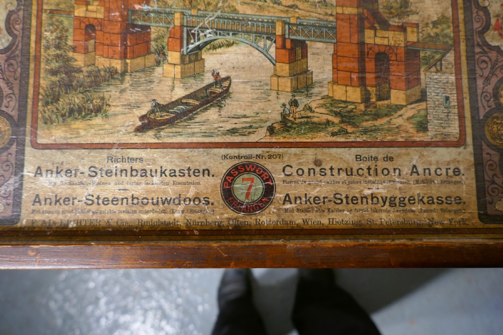 Real Stone Block Junior Building Set in Original Pictorial Box By Anker View IX