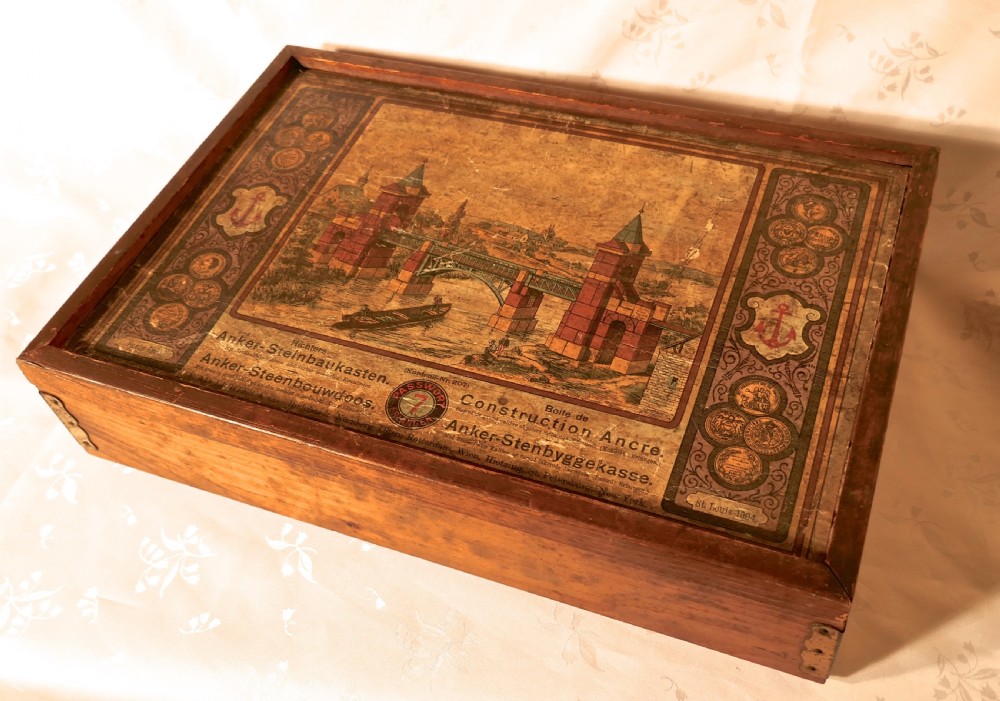 Real Stone Block Junior Building Set in Original Pictorial Box By Anker View XI