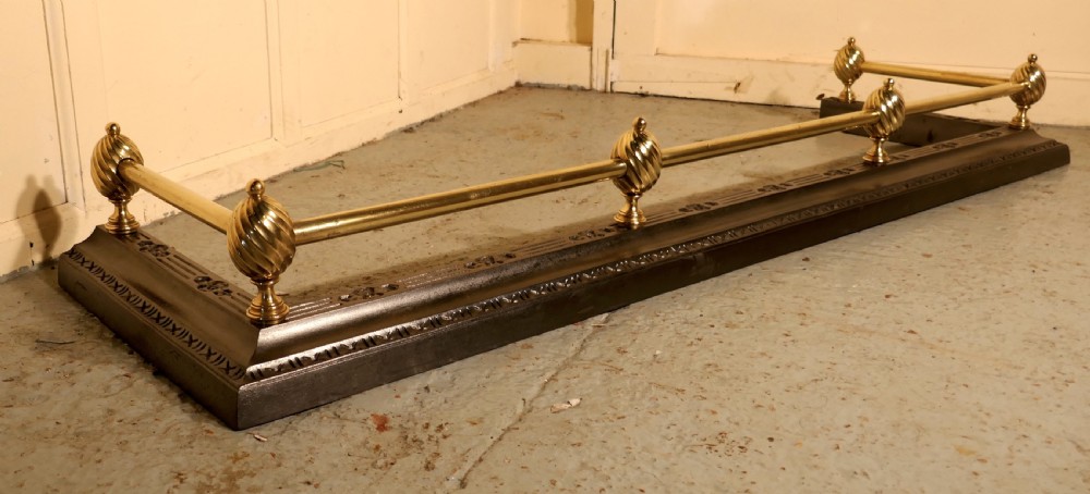 Large Victorian Brass and Polished Steel Fender 