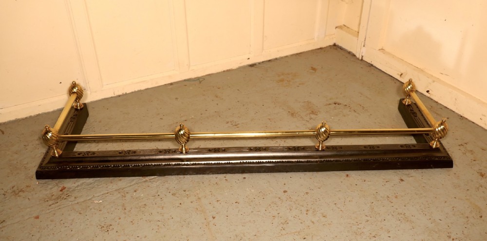 Large Victorian Brass and Polished Steel Fender  View III