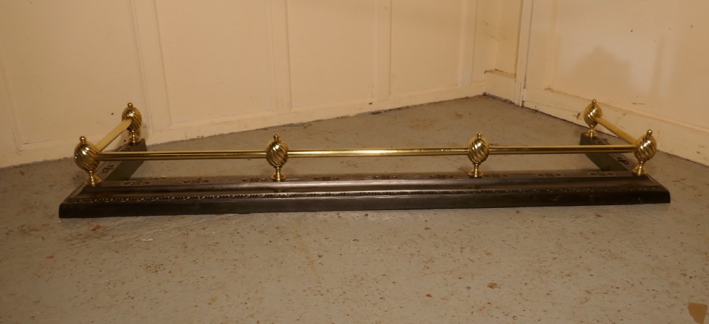 Large Victorian Brass and Polished Steel Fender  View IV