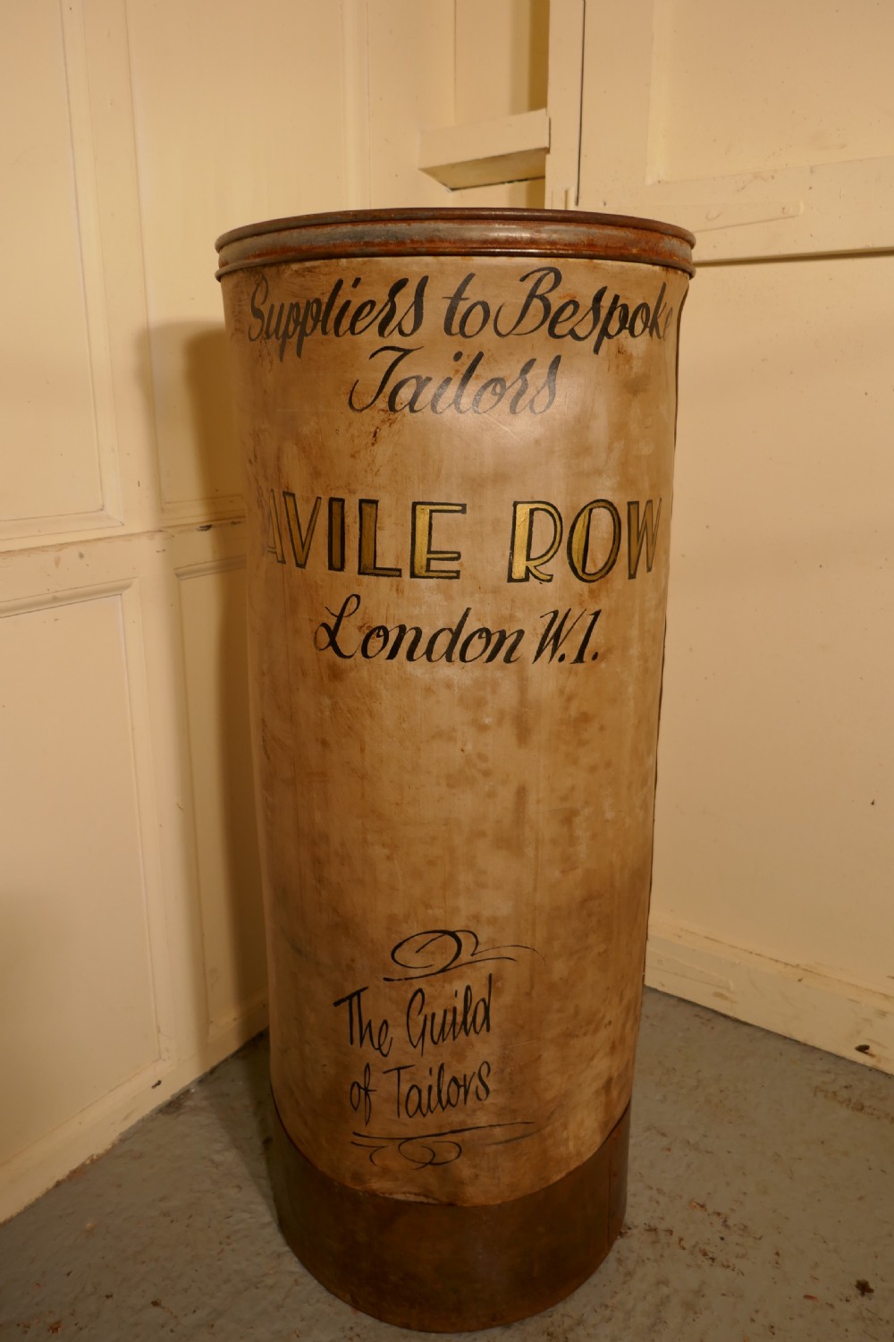 A Large Painted Fabric Roll Stand Gentlemans Tailor Shop Display