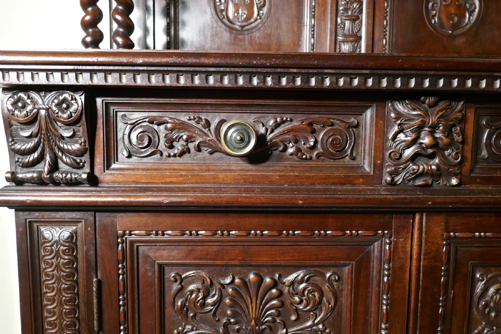 Green Man Gothic Carved Dresser by Edwards and Roberts View II