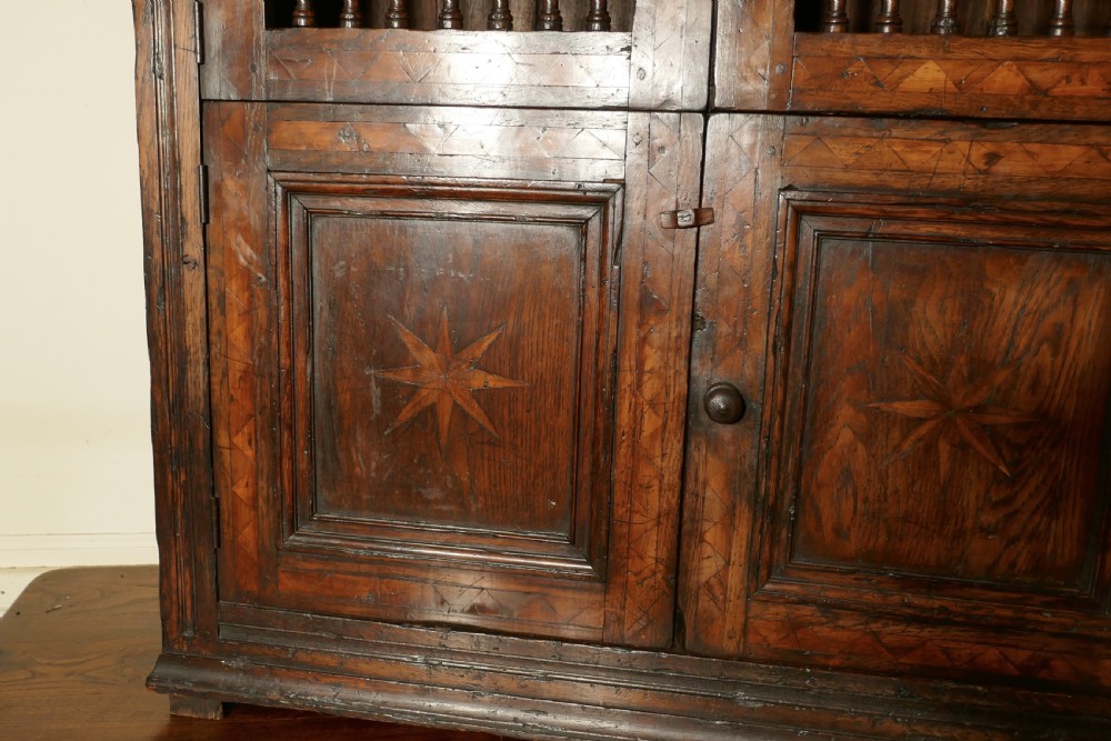  18th Century Antique Inlaid Elm Food Cupboard, Bread Hutch View II