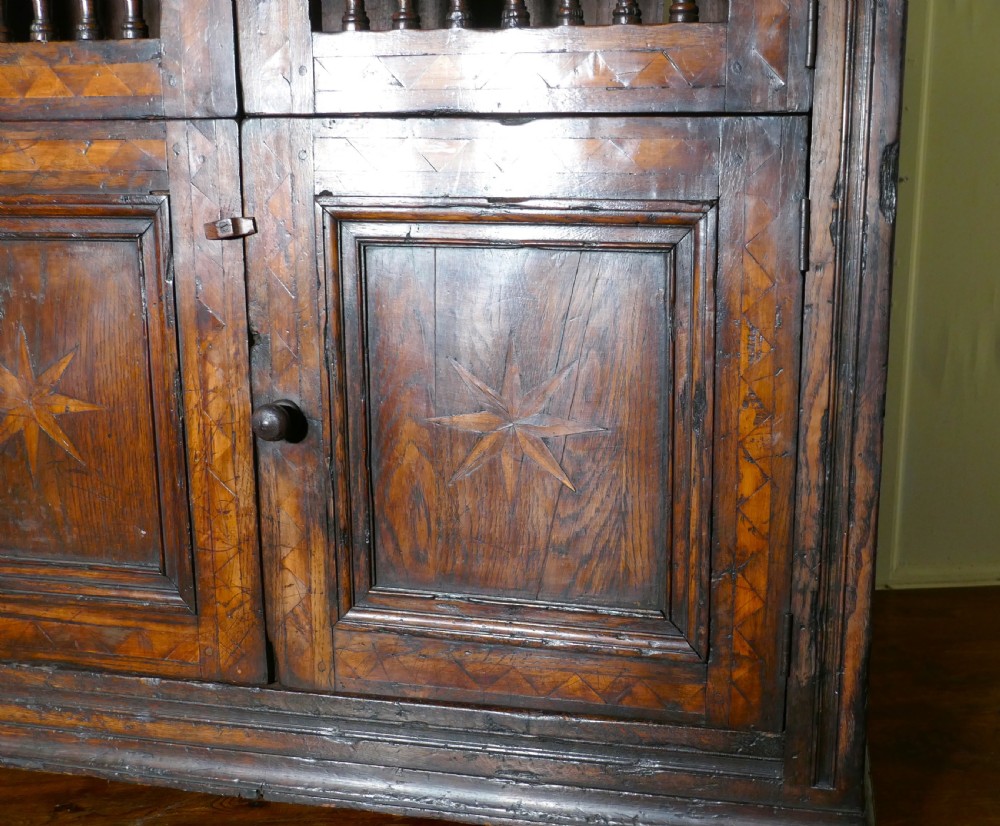  18th Century Antique Inlaid Elm Food Cupboard, Bread Hutch View III