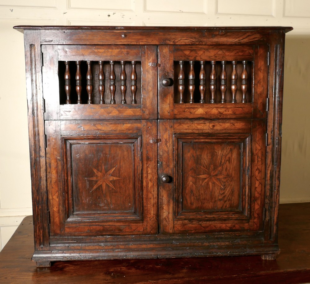  18th Century Antique Inlaid Elm Food Cupboard, Bread Hutch View VII