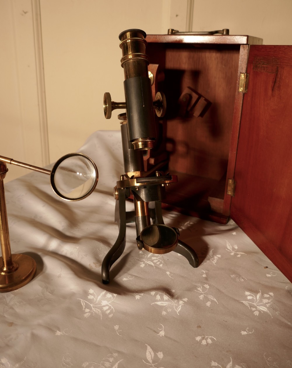 A Victorian Monocular Microscope in a Mahogany Case View VIII