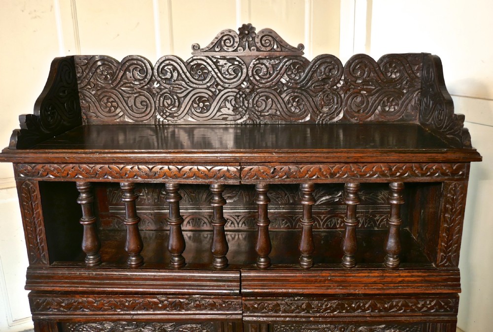 17th Century Antique Housekeepers Oak Food Cupboard, Bread Hutch View VI