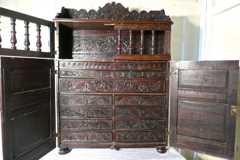 17th Century Antique Housekeepers Oak Food Cupboard, Bread Hutch View VII
