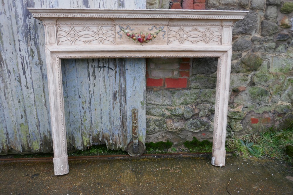 A Large Victorian Adams Style Painted Pine Fireplace.