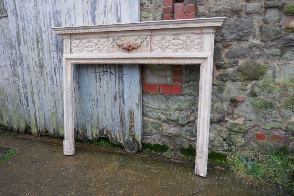 A Large Victorian Adams Style Painted Pine Fireplace. View V