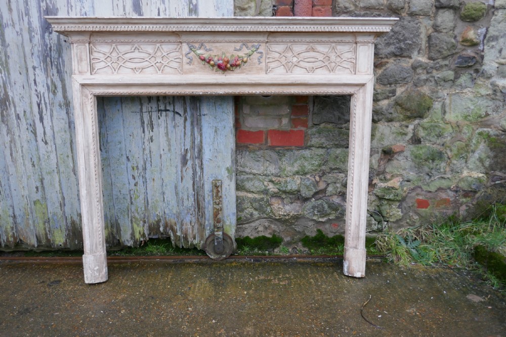 A Large Victorian Adams Style Painted Pine Fireplace. View VI