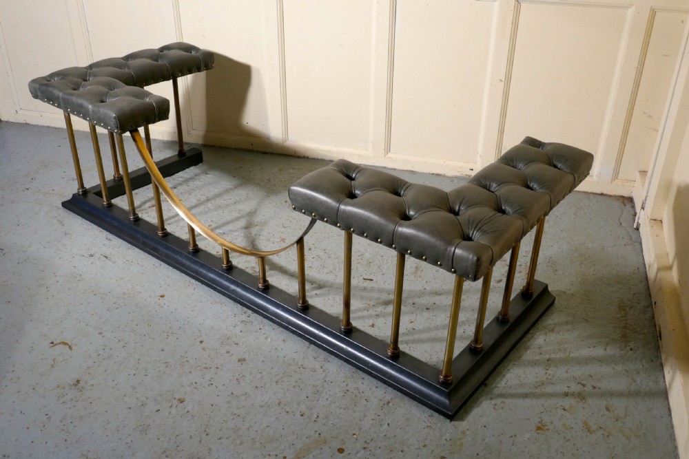 Large Brass and Iron Club Fender, with Leather Seats View VI