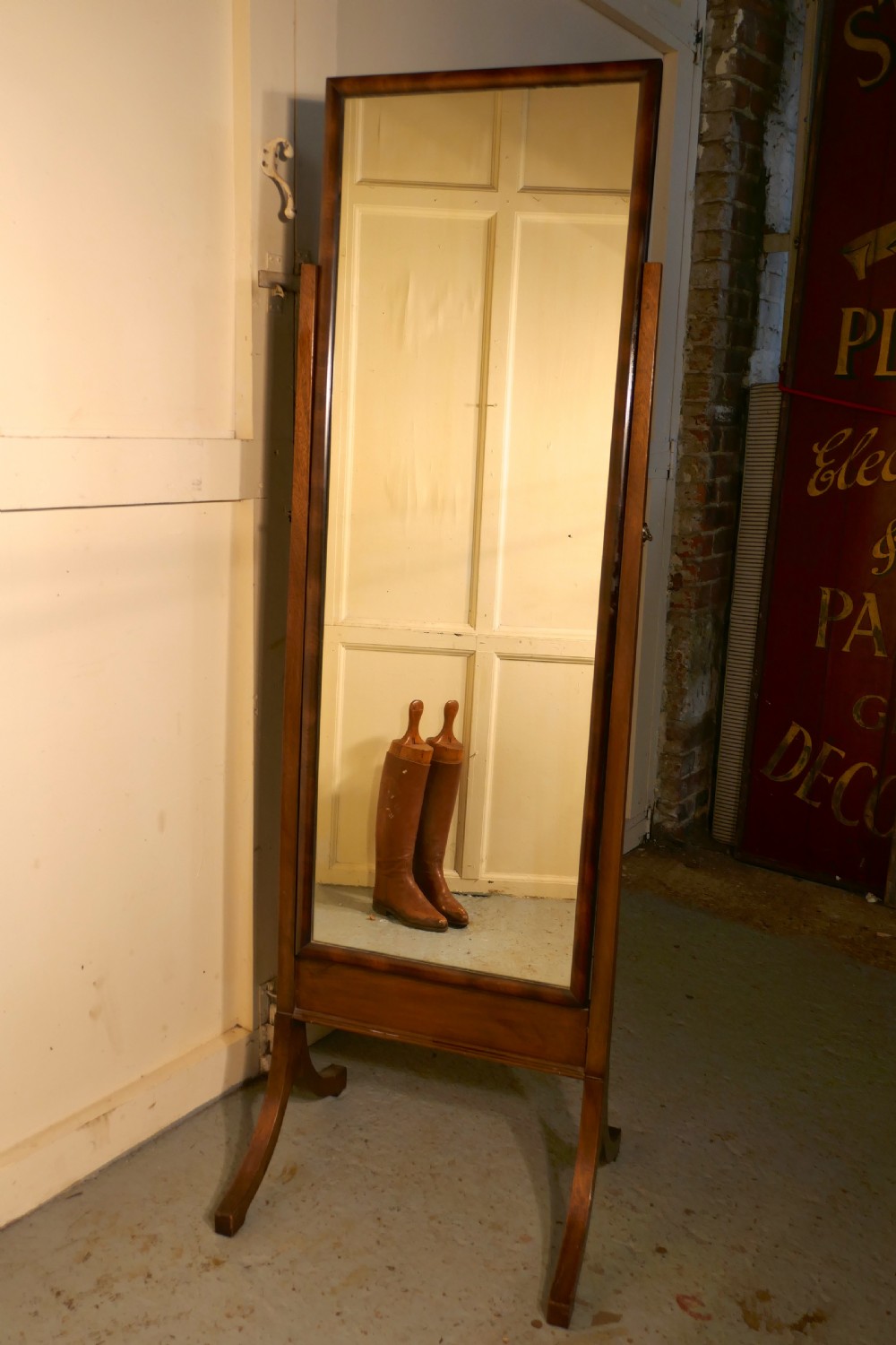 Art Deco Walnut Cheval Mirror View IV