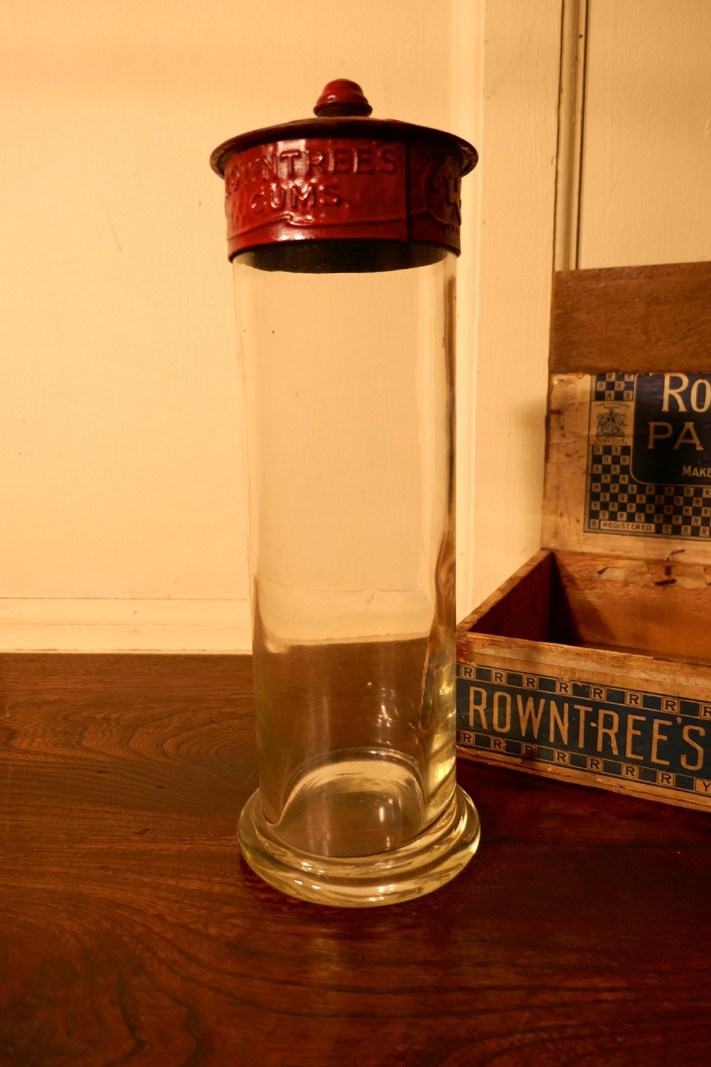 A pair of 19th Century Rountree’s Sweet Gums Jars with Carton View III
