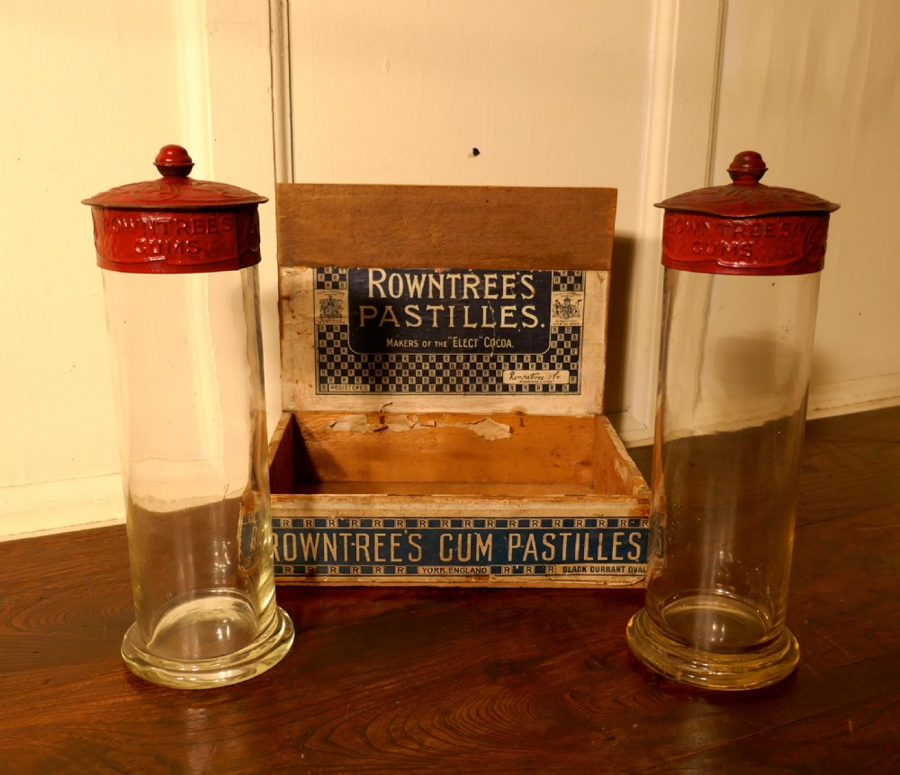 A pair of 19th Century Rountree’s Sweet Gums Jars with Carton View VII