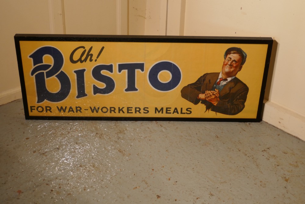 Framed Bisto Advertising Sign, Ah Bisto for War-Workers Meals Advertising Sign