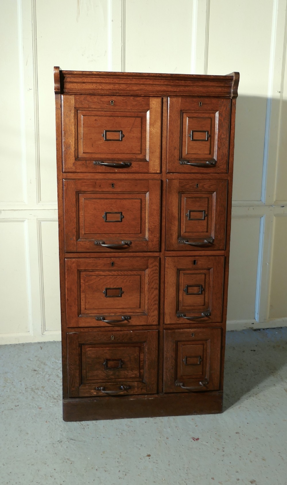 An Edwardian Argyle 8 Drawer Filing Cabinet, Made in Golden Oak