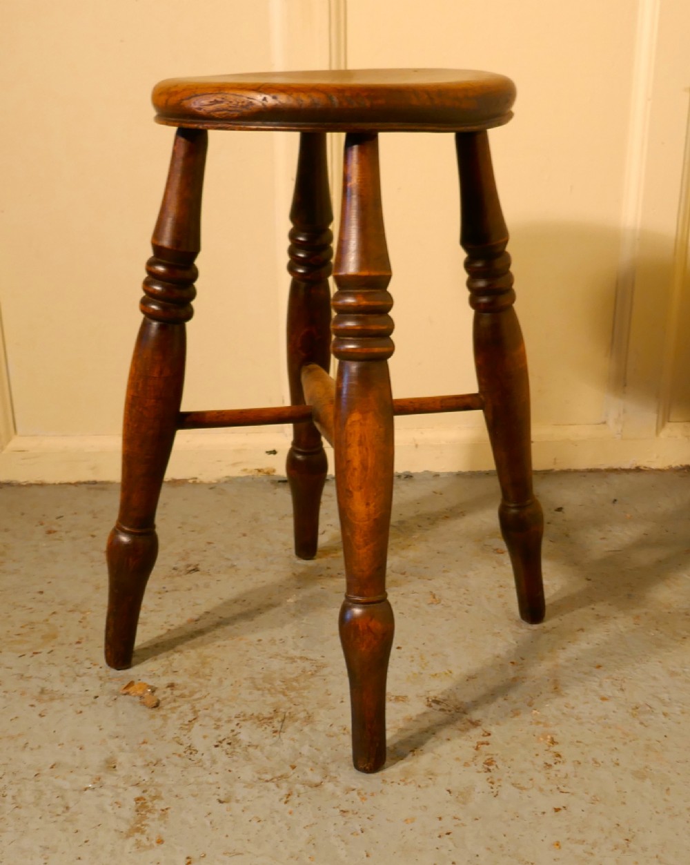 A Victorian Elm Farmhouse Kitchen Stool