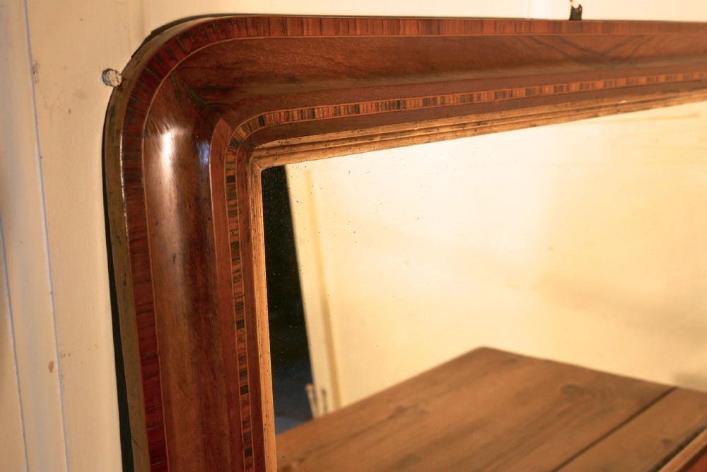 Victorian Mirror Inlaid Walnut Overmantel  View II