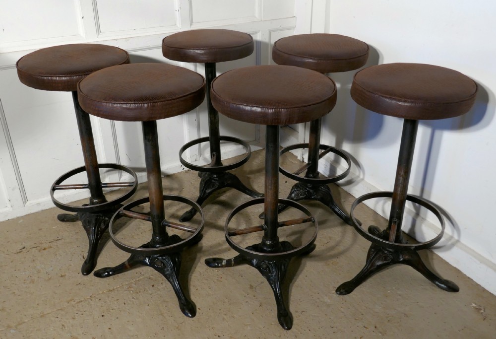 Set of 6 19th Century High Cast Iron Stools View II
