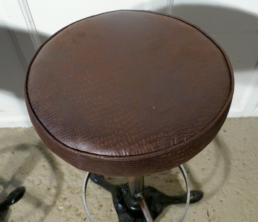Set of 6 19th Century High Cast Iron Stools View III