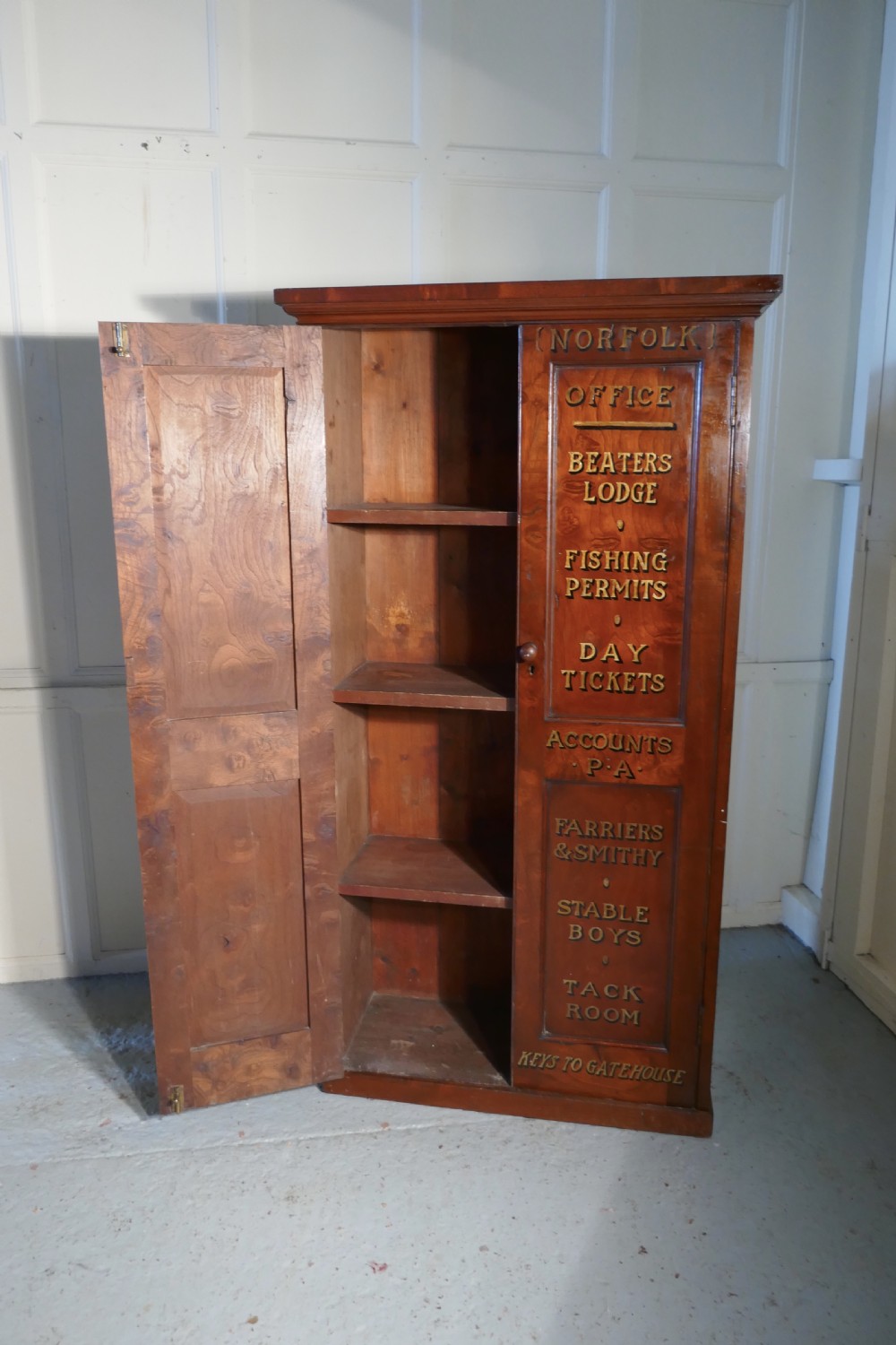 Victorian Burr Elm Estate Cupboard  View IX