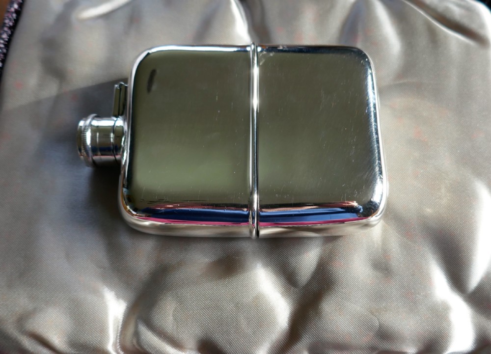 A Solid Silver Hall Marked Hip Flask and Cup by Daniel & Arter View III