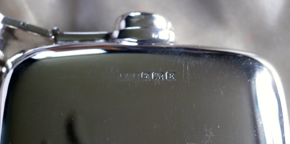 A Solid Silver Hall Marked Hip Flask and Cup by Daniel & Arter View V