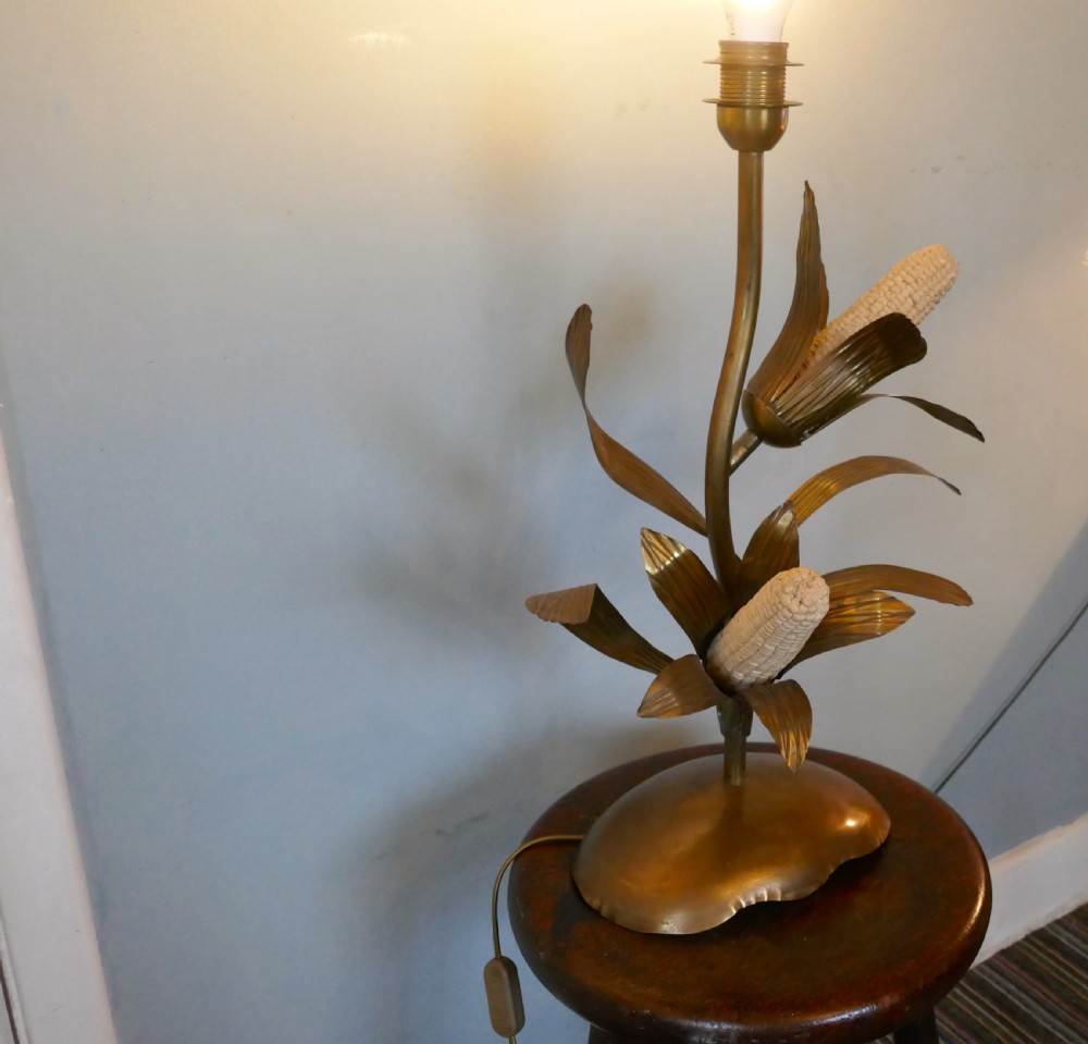 A Very Unusual French Brass and Copper Harvest Table Lamp View V