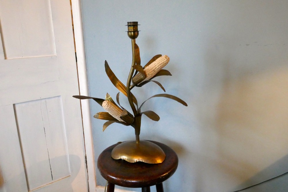 A Very Unusual French Brass and Copper Harvest Table Lamp View VI