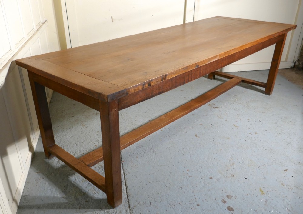 A Large 19th Century French Farmhouse Golden Oak Dining Table from Brittany