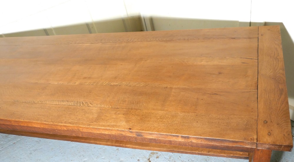 A Large 19th Century French Farmhouse Golden Oak Dining Table from Brittany View VI