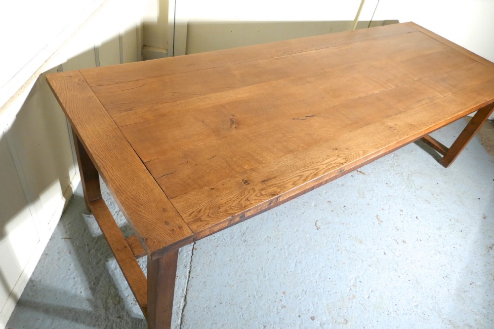 A Large 19th Century French Farmhouse Golden Oak Dining Table from Brittany View VII