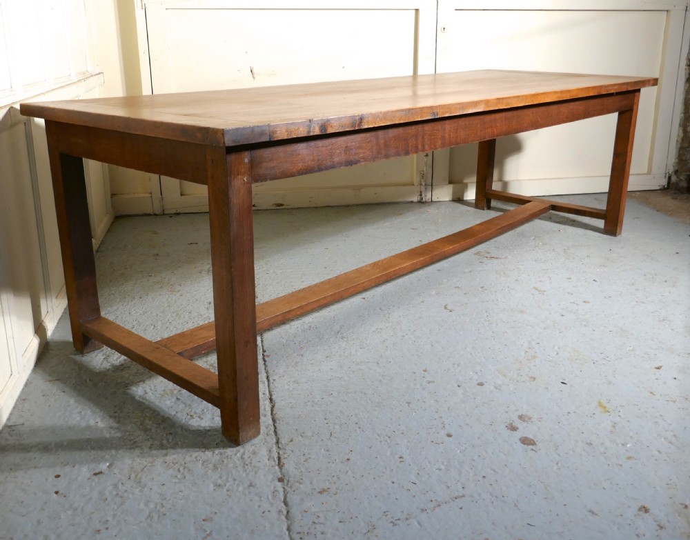 A Large 19th Century French Farmhouse Golden Oak Dining Table from Brittany View VIII