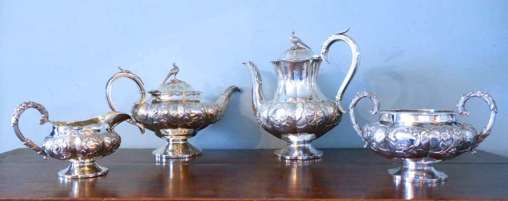 William IV Silver Four Piece Tea and Coffee Set by William Hewitt, London,1836  View II