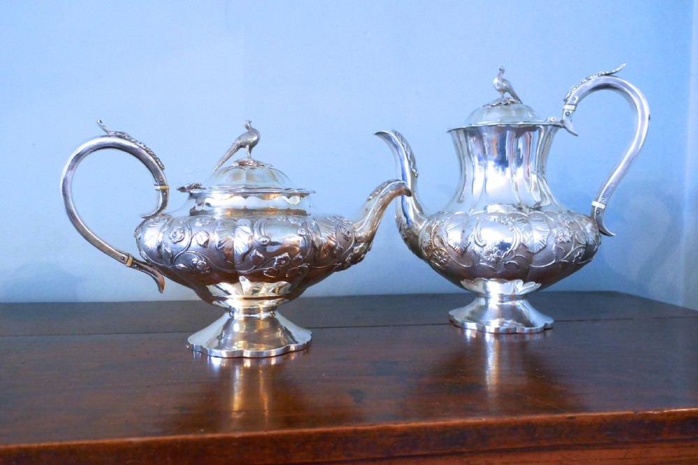 William IV Silver Four Piece Tea and Coffee Set by William Hewitt, London,1836  View III