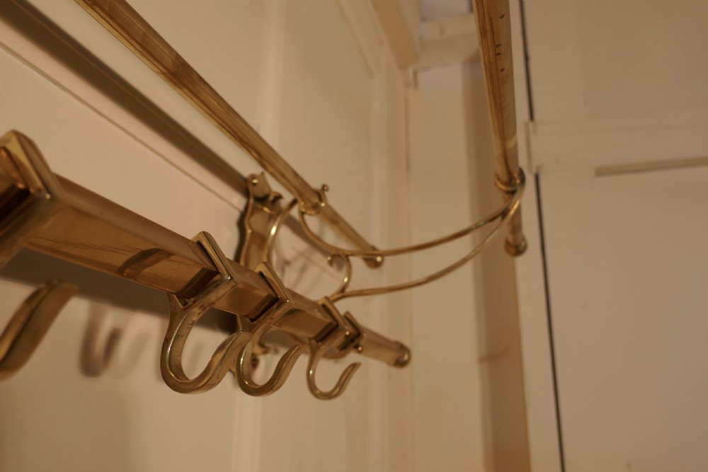 Long 16 Sliding Hook French Art Deco Brass Hat and Coat Rack View III