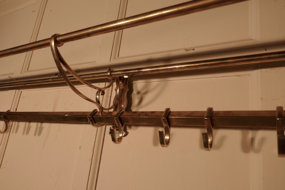Long 16 Sliding Hook French Art Deco Brass Hat and Coat Rack View IV