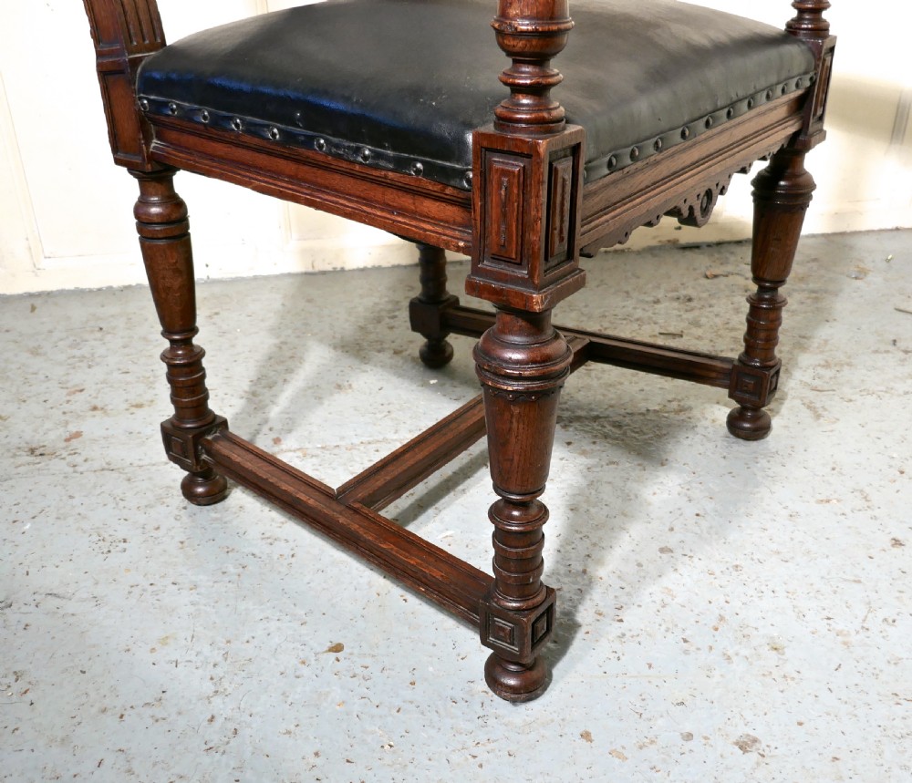 Large Oak Throne or Hall Chair by Gillow View VI