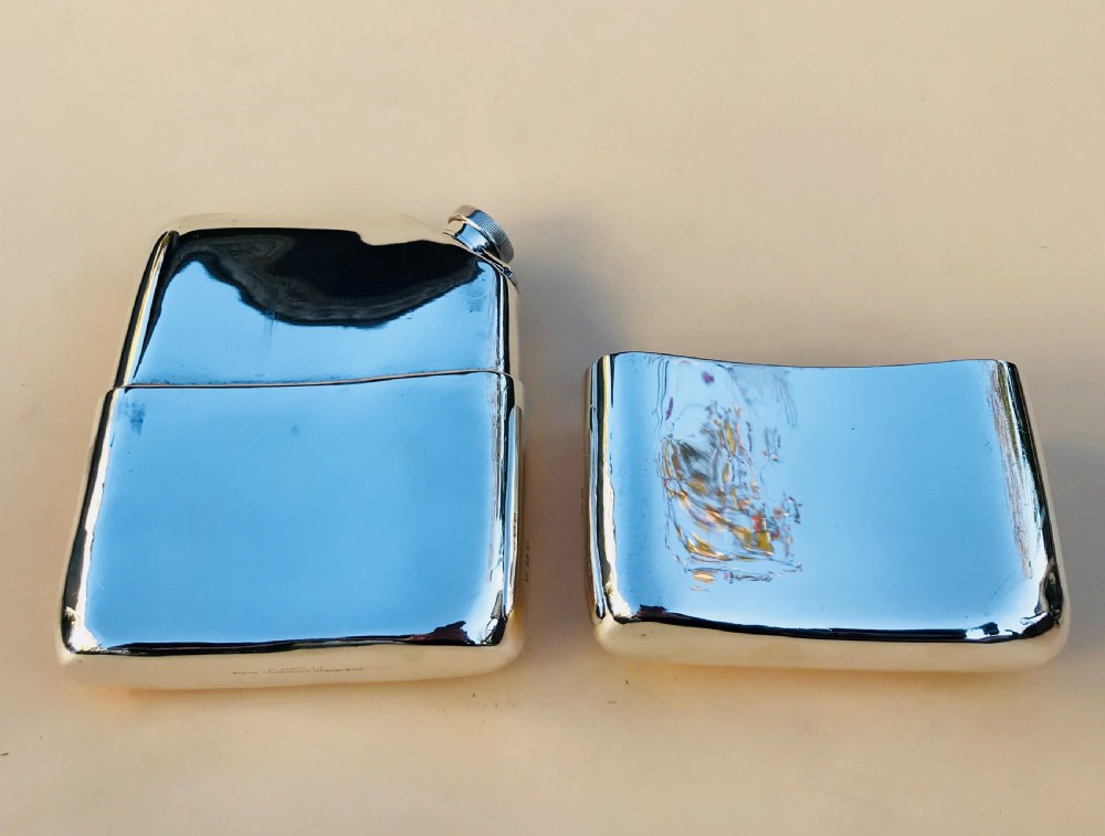 Oversized Silver Hall Marked Hip Flask and Cup. Date 1919 View VI