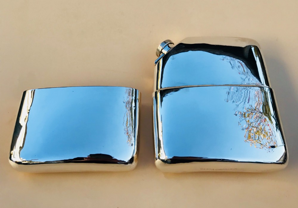 Oversized Silver Hall Marked Hip Flask and Cup. Date 1919 View VIII