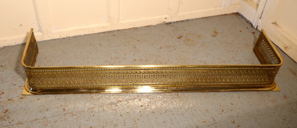 Long Victorian Pierced Brass Fender  View II