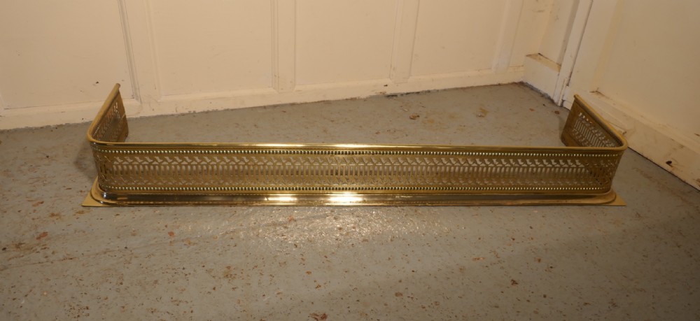 Long Victorian Pierced Brass Fender  View III